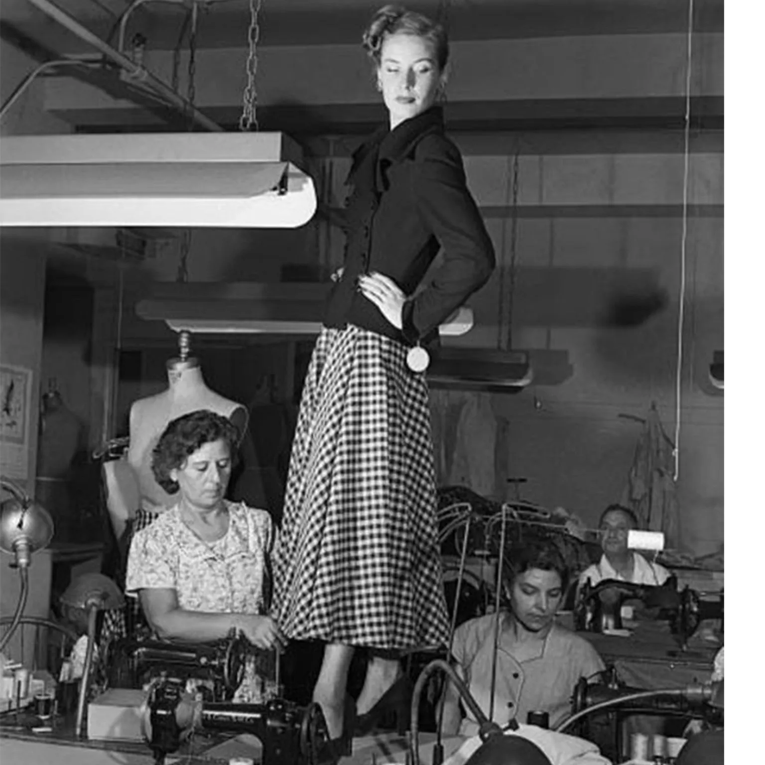 1947 Adele Simpson Documented Black Wool Cinched Waist Jacket w Skirt