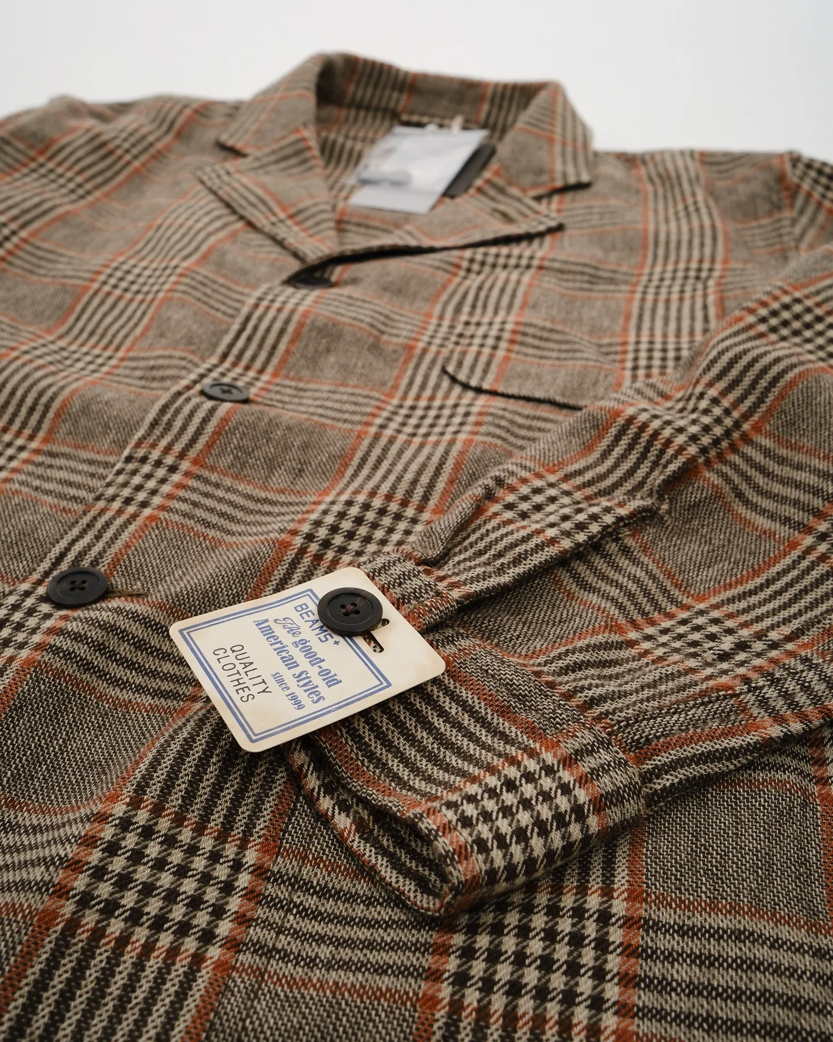 4B Cuffs Jacket Wool Linen Cotton Glen Plaid