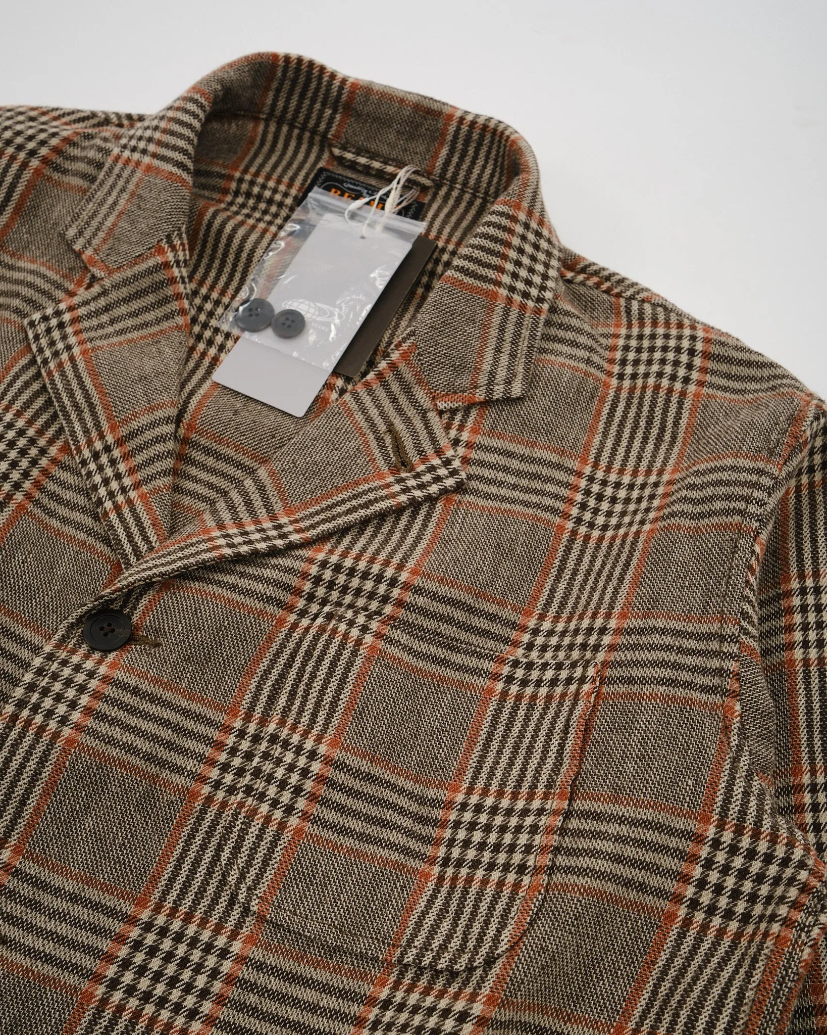 4B Cuffs Jacket Wool Linen Cotton Glen Plaid