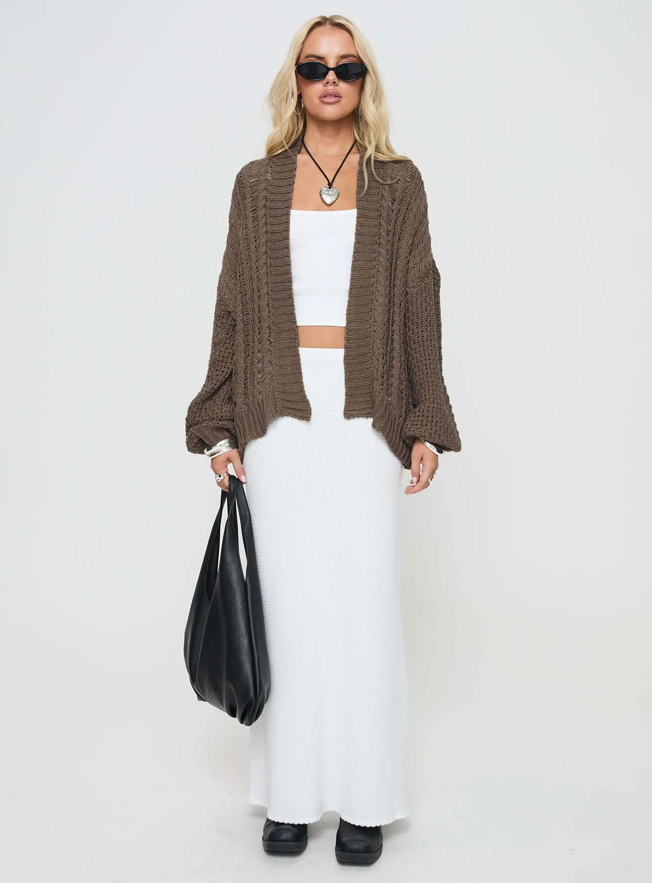 Abner Cable Cardigan Brown