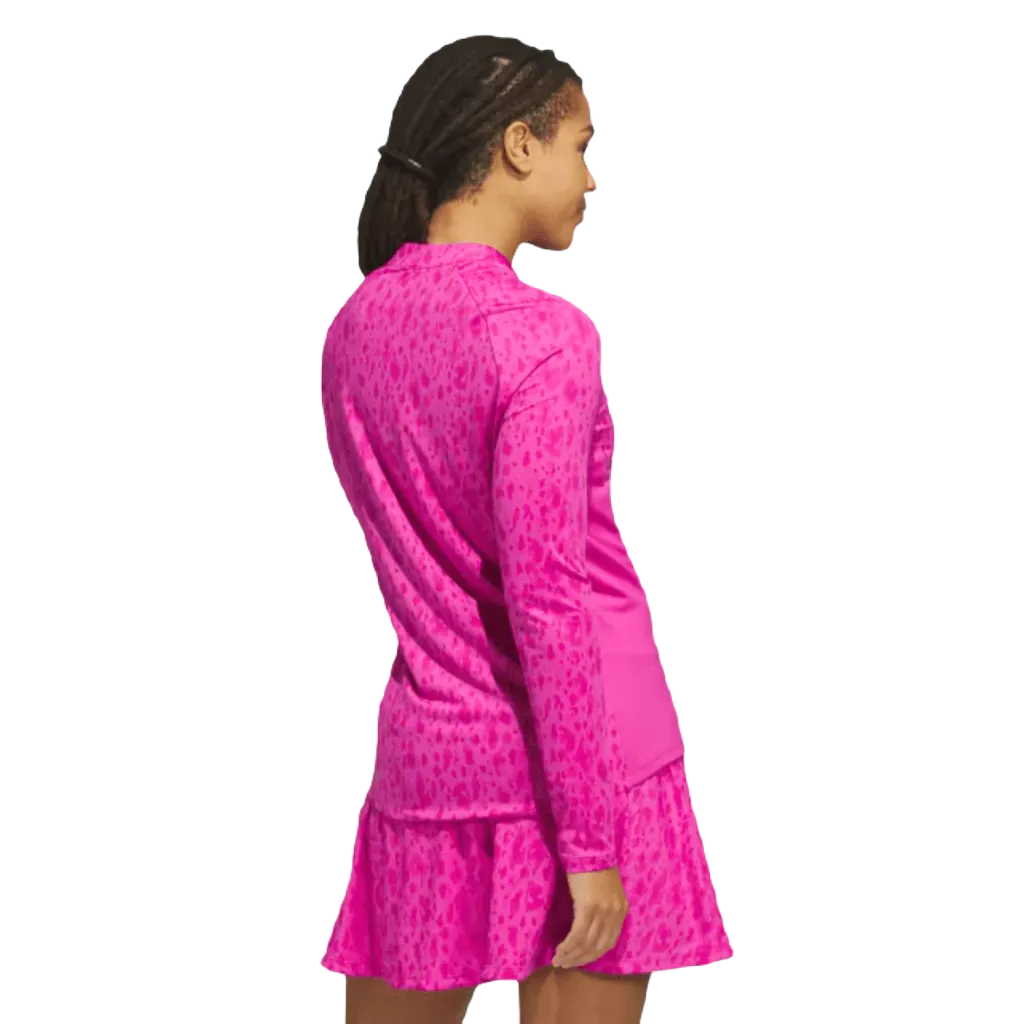 Adidas Ladies Ultimate365 Printed 1/4-Zip- Pink