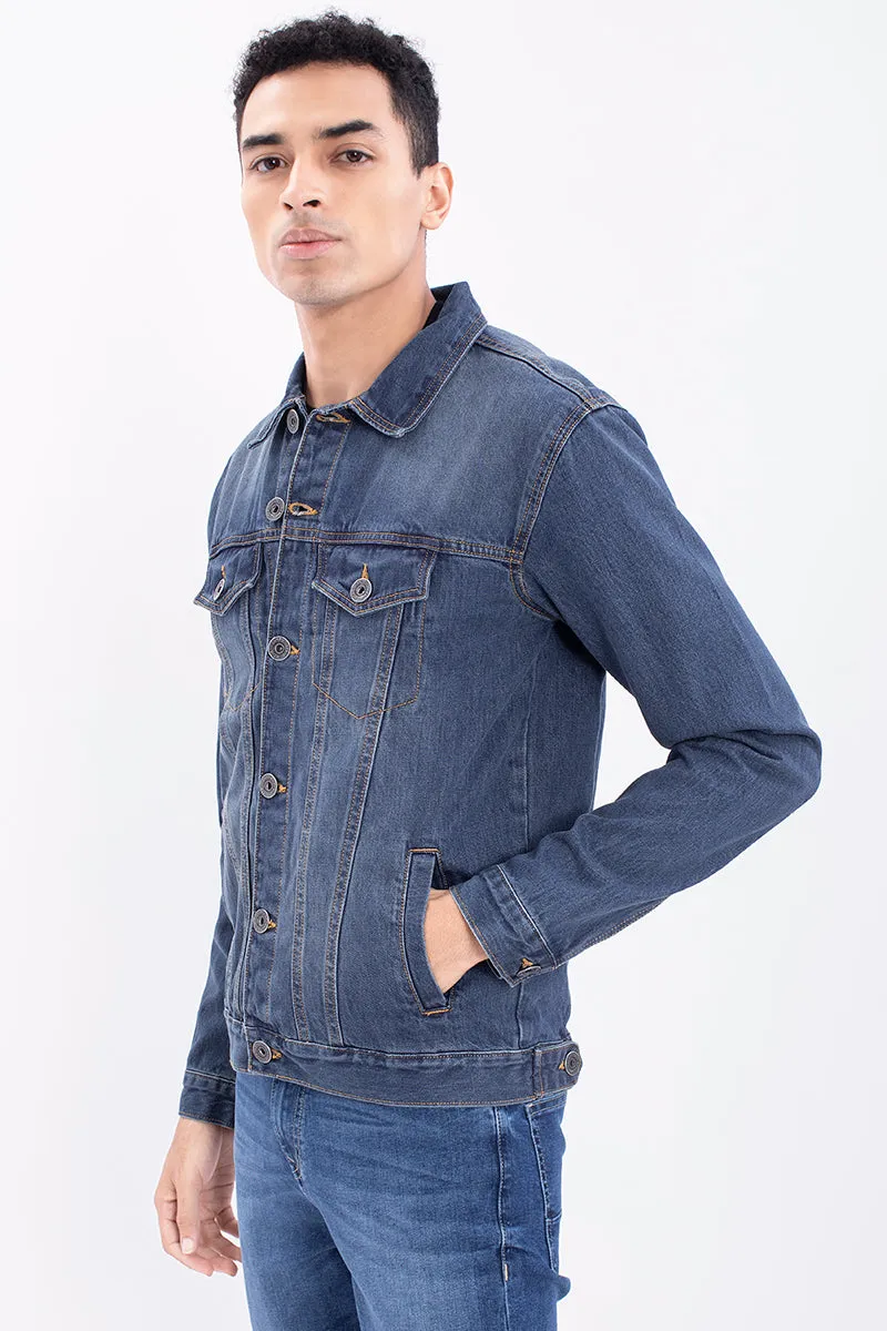 Aged Blue Tiger Denim Jacket