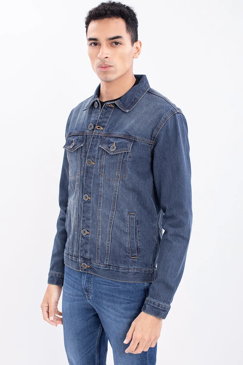 Aged Blue Tiger Denim Jacket