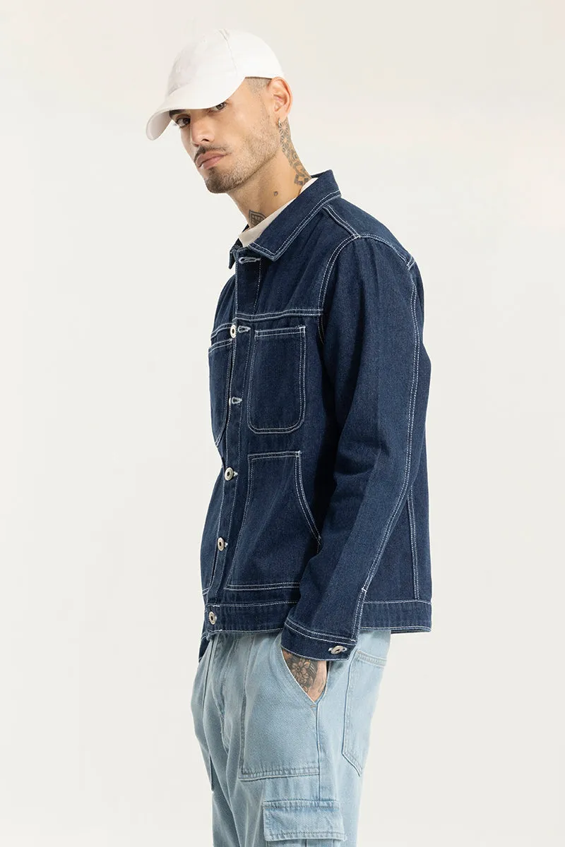 Arte Blue Contrast Stitch Blue Denim Jacket