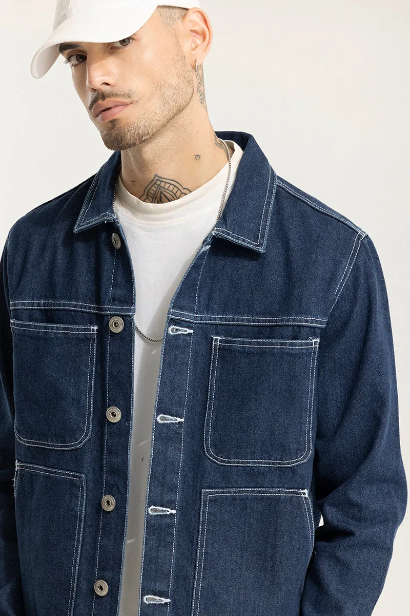 Arte Blue Contrast Stitch Blue Denim Jacket