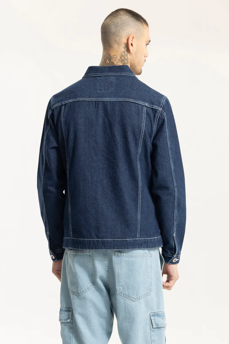 Arte Blue Contrast Stitch Blue Denim Jacket