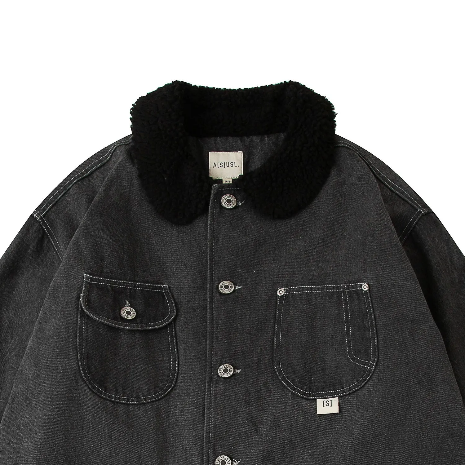 A[S]USL DENIM WORKER JACKET-DENIM BLACK