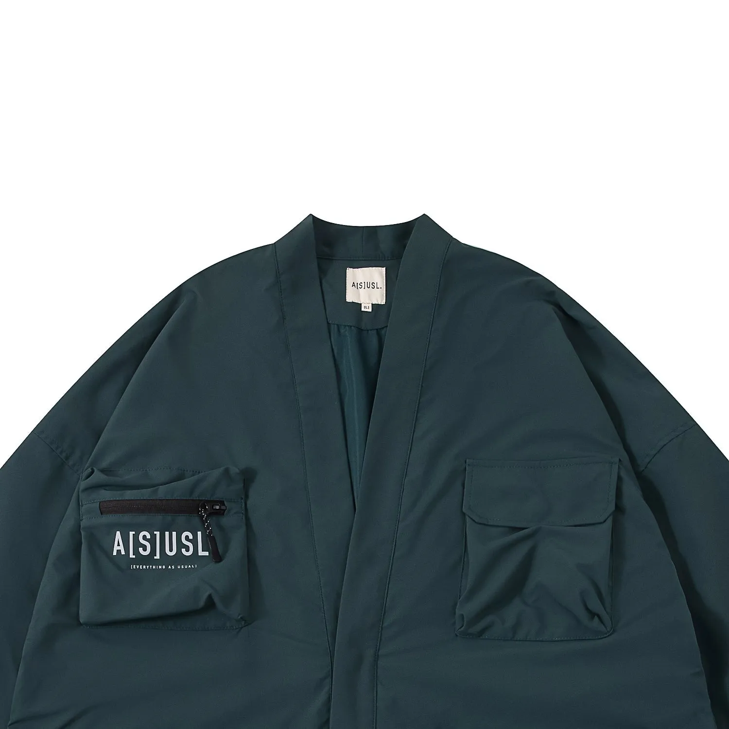 A[S]USL MULTI POCKETS KIMONO-DARK GREEN