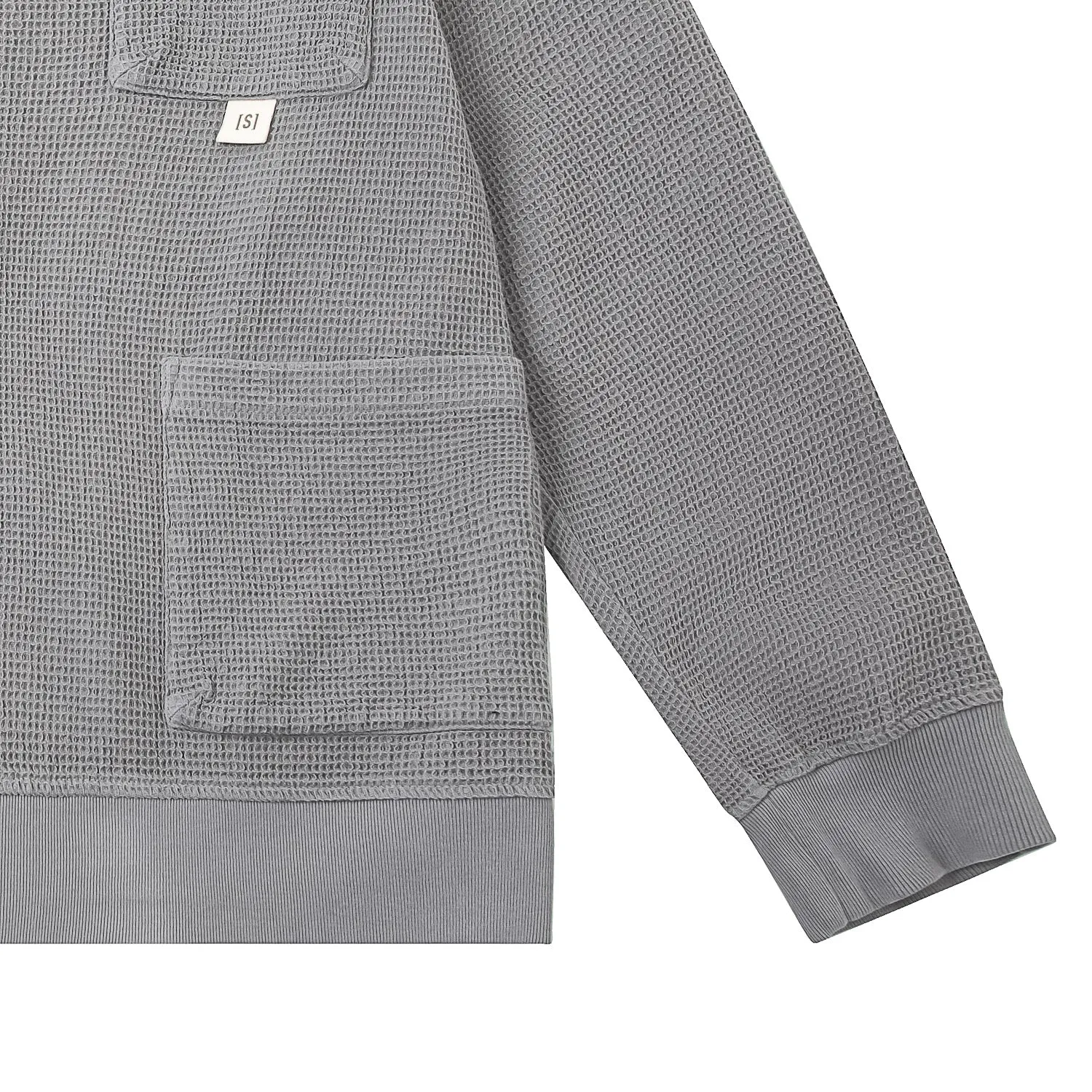 A[S]USL PIGMENT DYE WAFFLE CARDIGAN-GREY