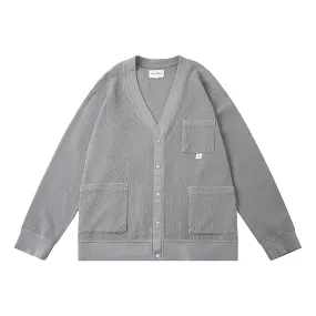 A[S]USL PIGMENT DYE WAFFLE CARDIGAN-GREY