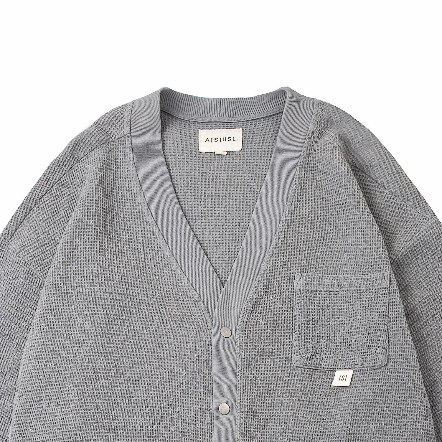 A[S]USL PIGMENT DYE WAFFLE CARDIGAN-GREY