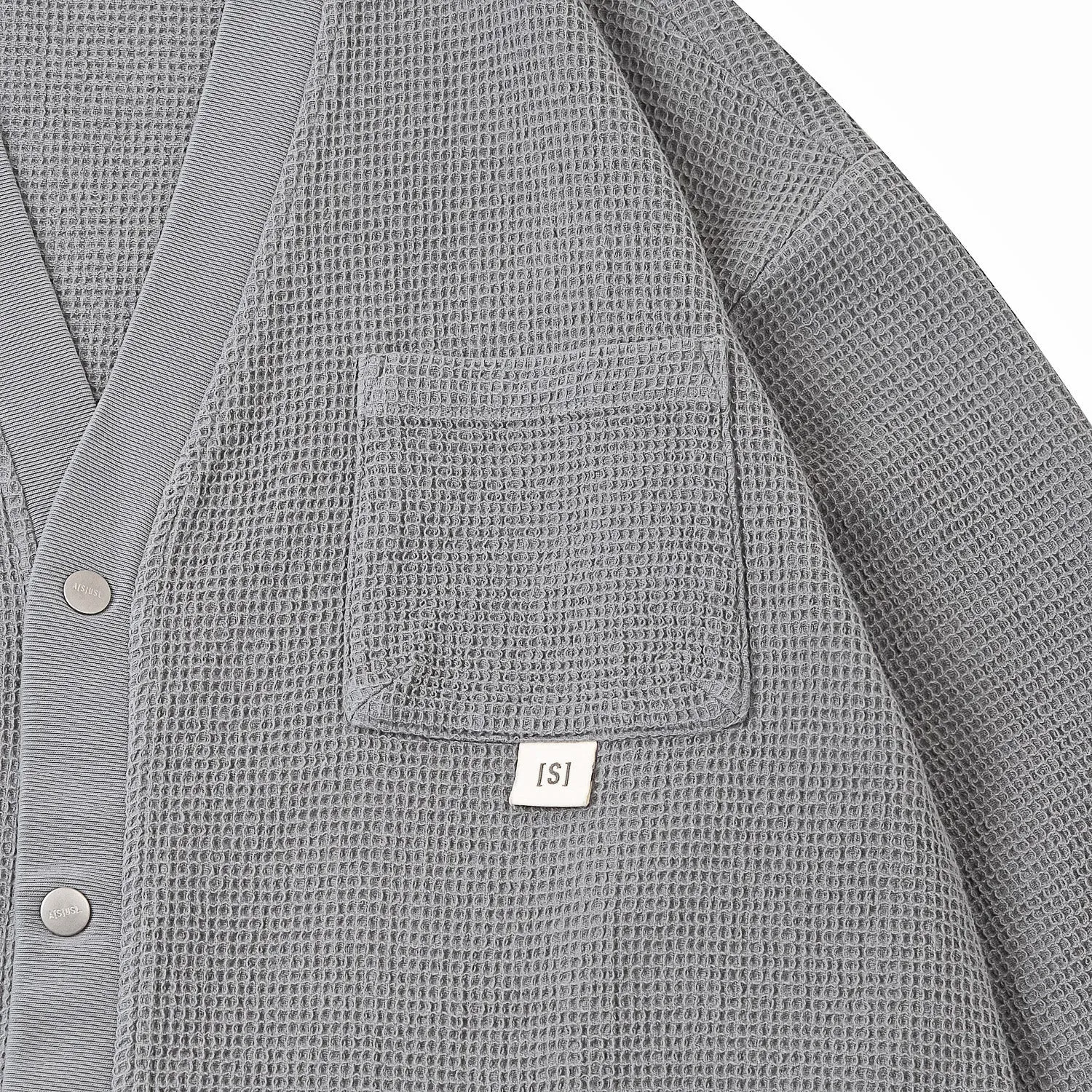 A[S]USL PIGMENT DYE WAFFLE CARDIGAN-GREY