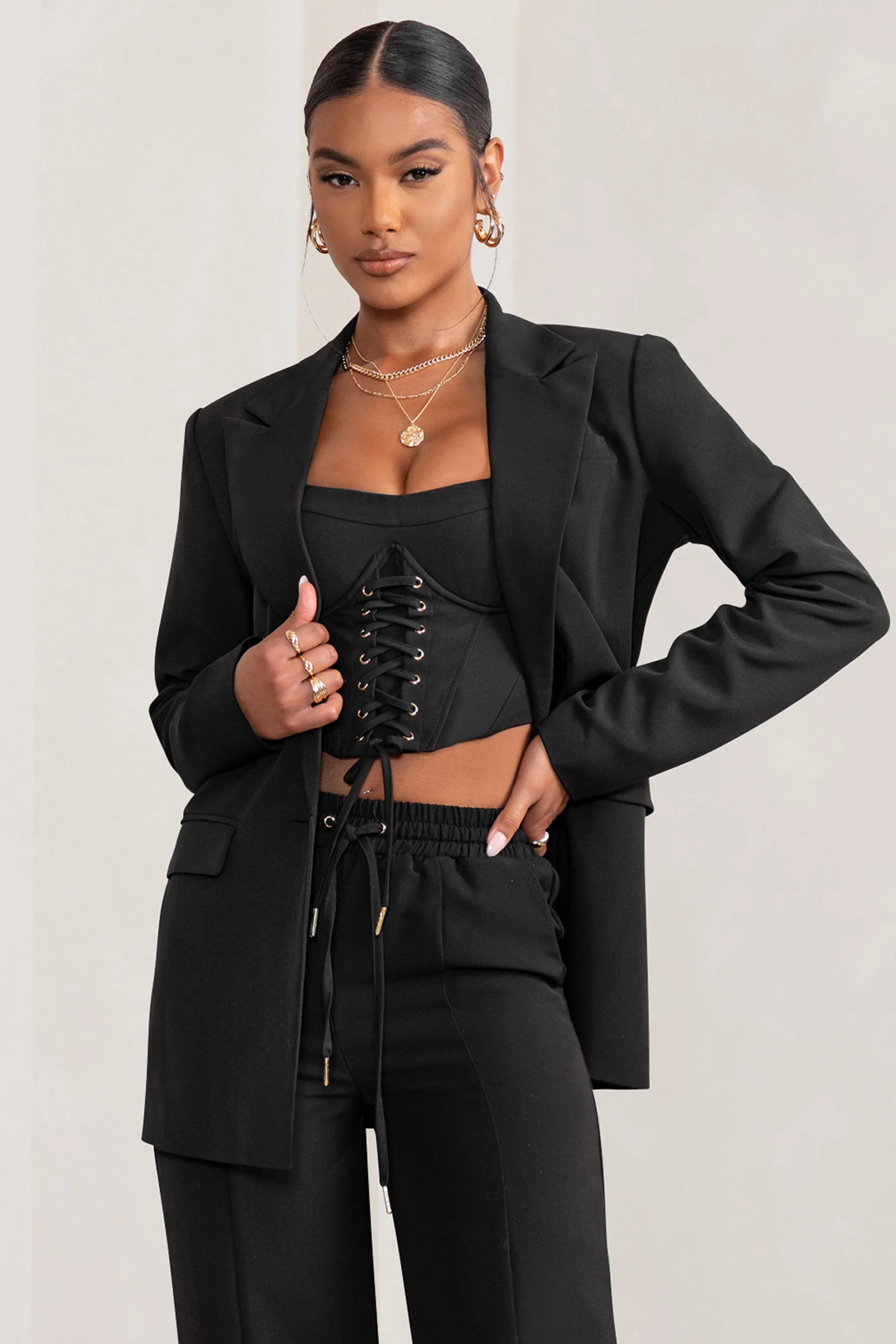 Barbie Girl | Black Single Breasted Oversized Blazer