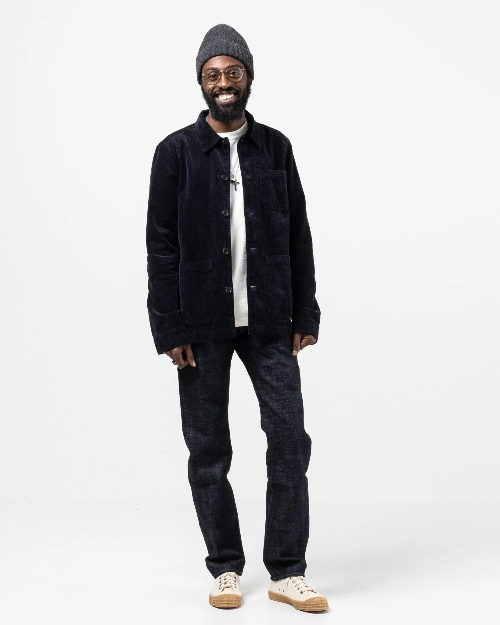 Barney Worker Jacket Cord Navy