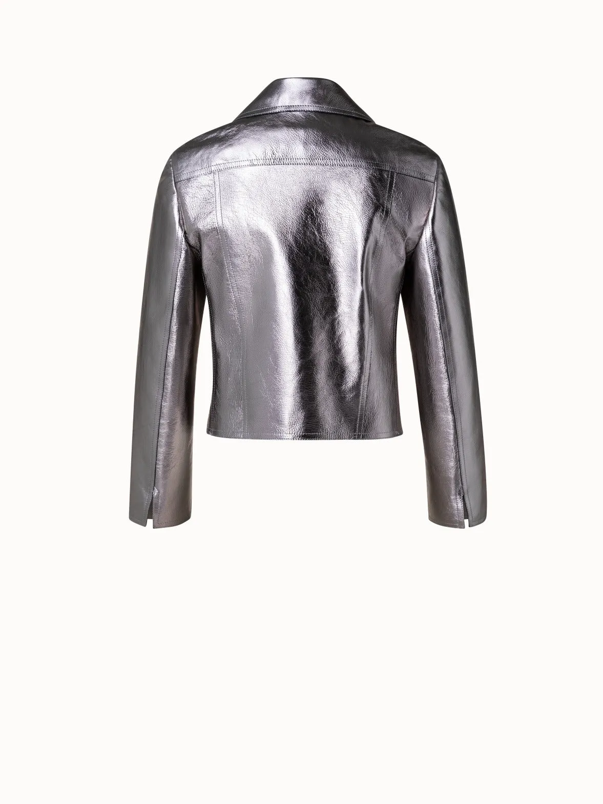 Bikerjacke aus Metallic-Leder