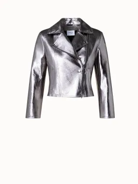 Bikerjacke aus Metallic-Leder