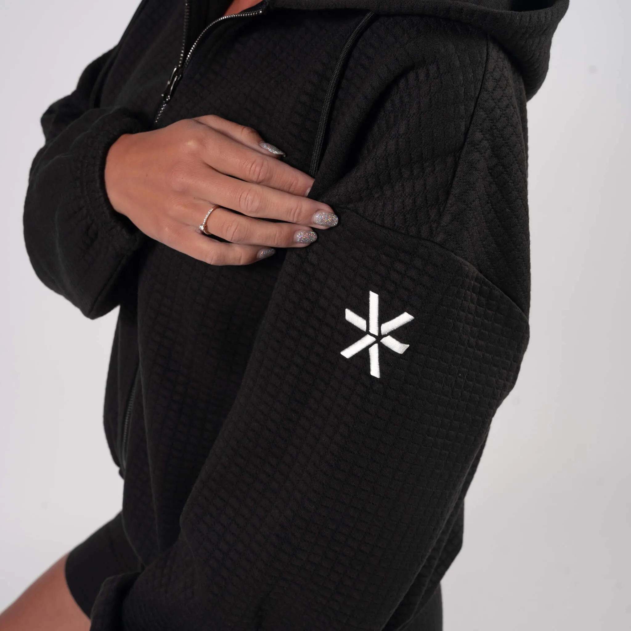 Black Lounge Waffle Hoodie