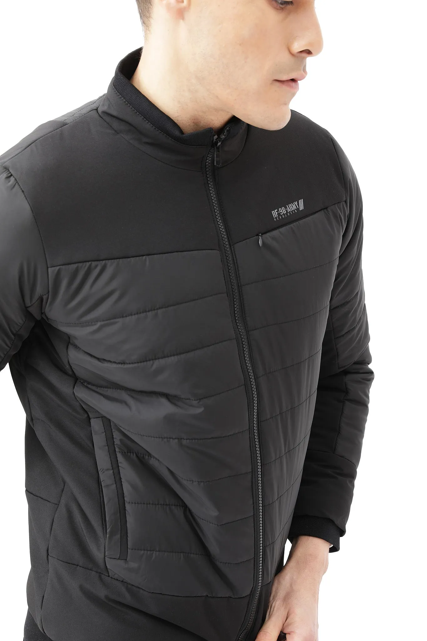 Black Solid Quilted Jacket