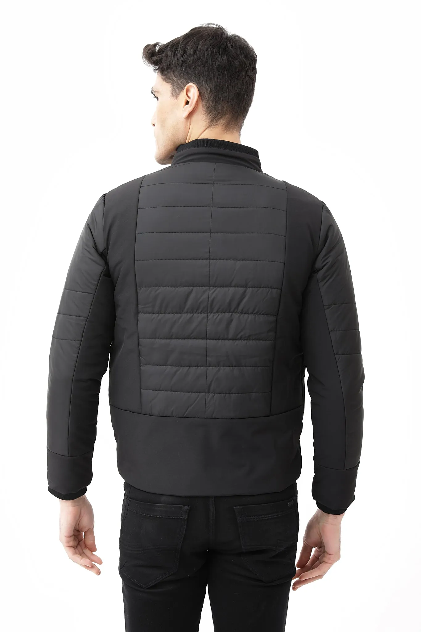 Black Solid Quilted Jacket