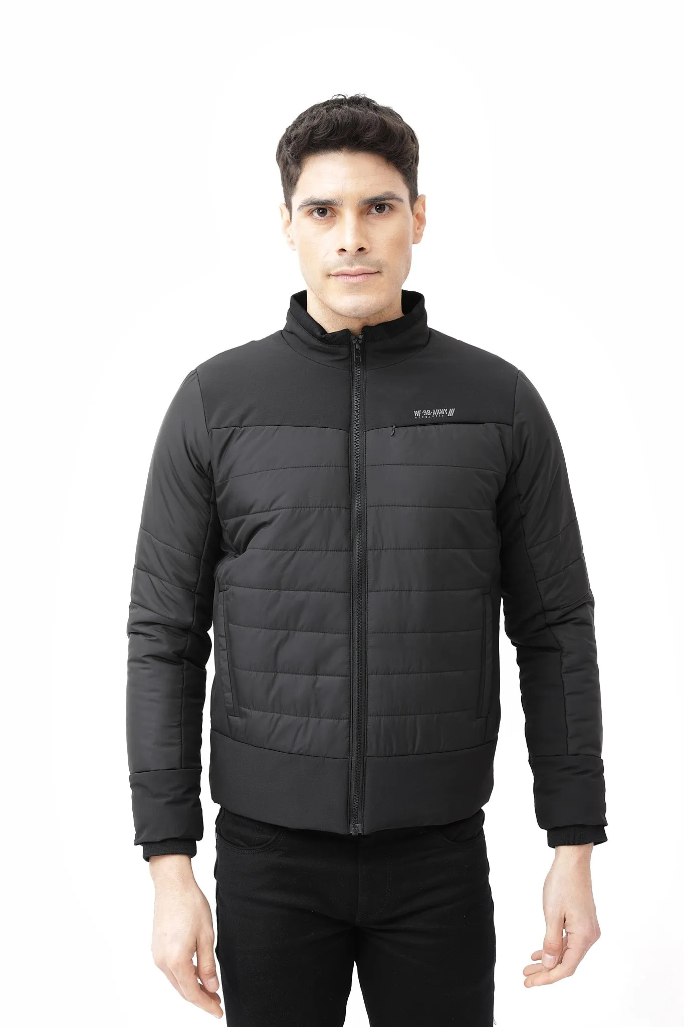 Black Solid Quilted Jacket