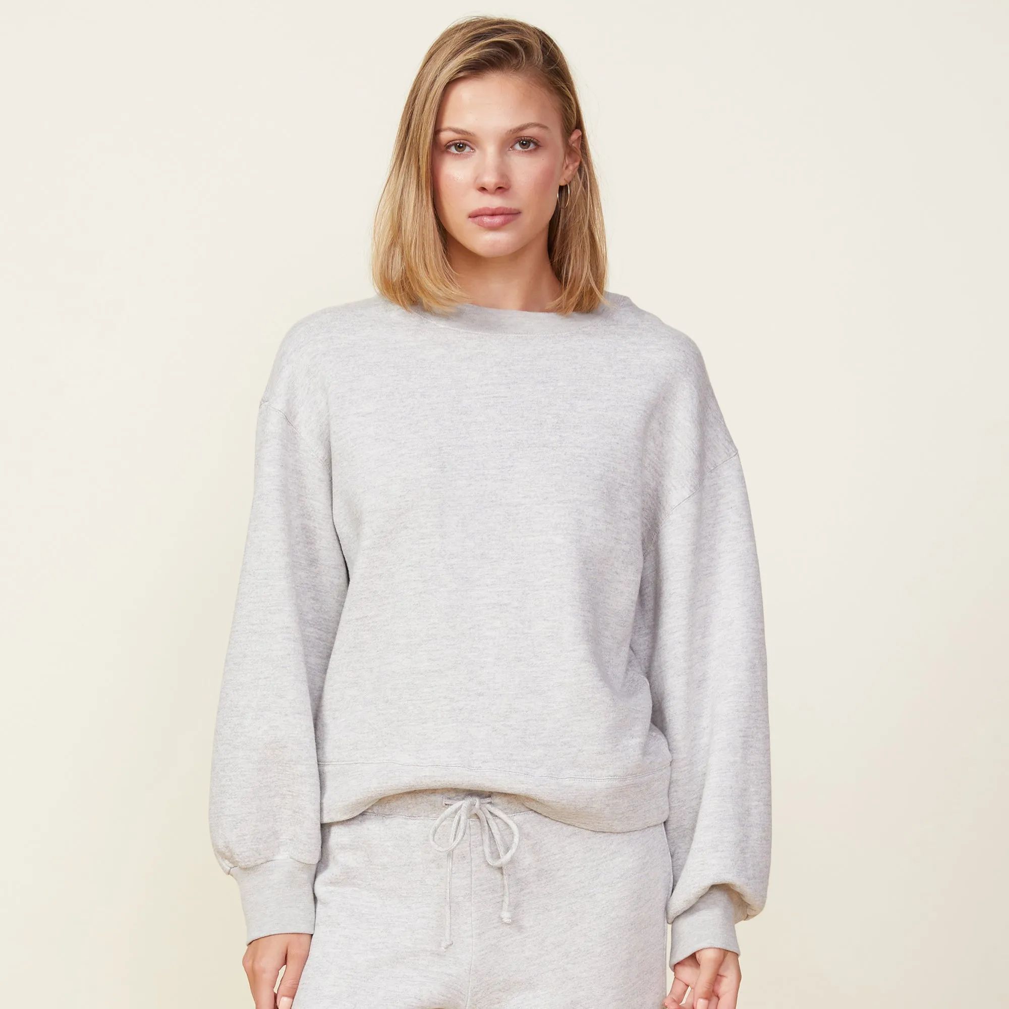 Blouson Sleeve Crew Neck Sweatshirt