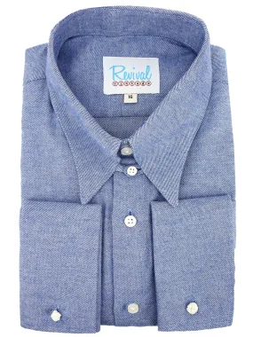 Blue Aspen Brushed Cotton Spearpoint Shirt with Tab Collar and French Cuff