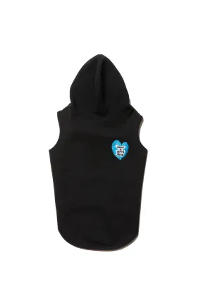 BLUE HEART LOGO EMBROIDERED DOG HOODIE BLACK