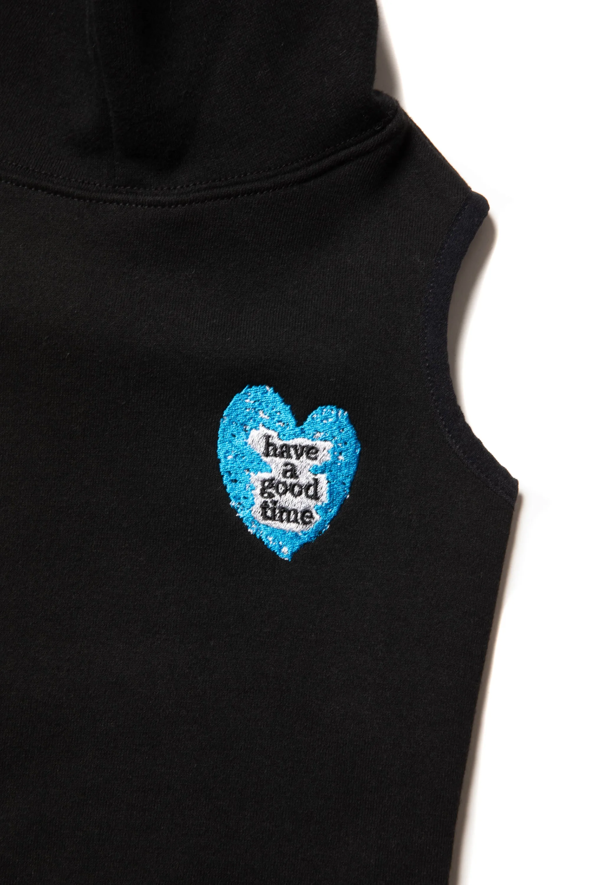 BLUE HEART LOGO EMBROIDERED DOG HOODIE BLACK