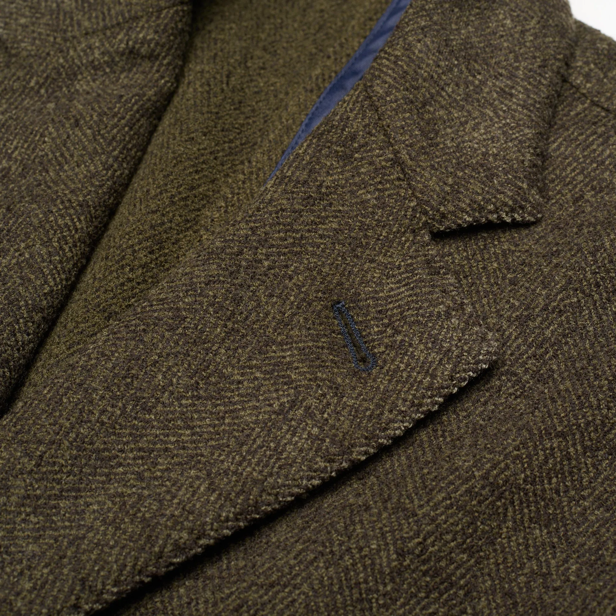 BOGLIOLI Milano Green Herringbone Wool Blend Unlined Coat EU 50 NEW US 40