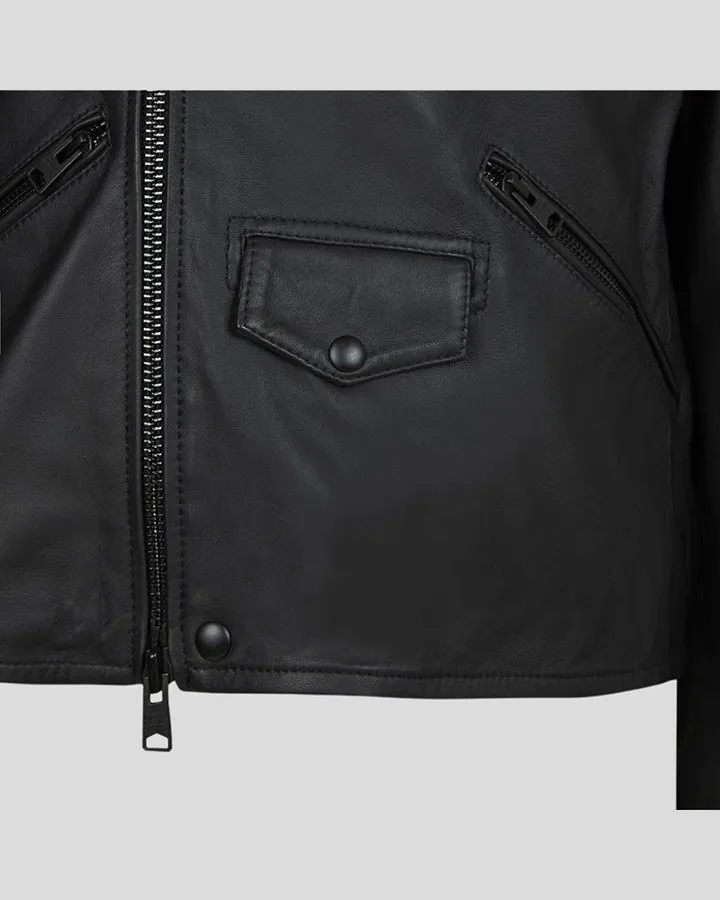 Caleb Black Biker Leather Jacket