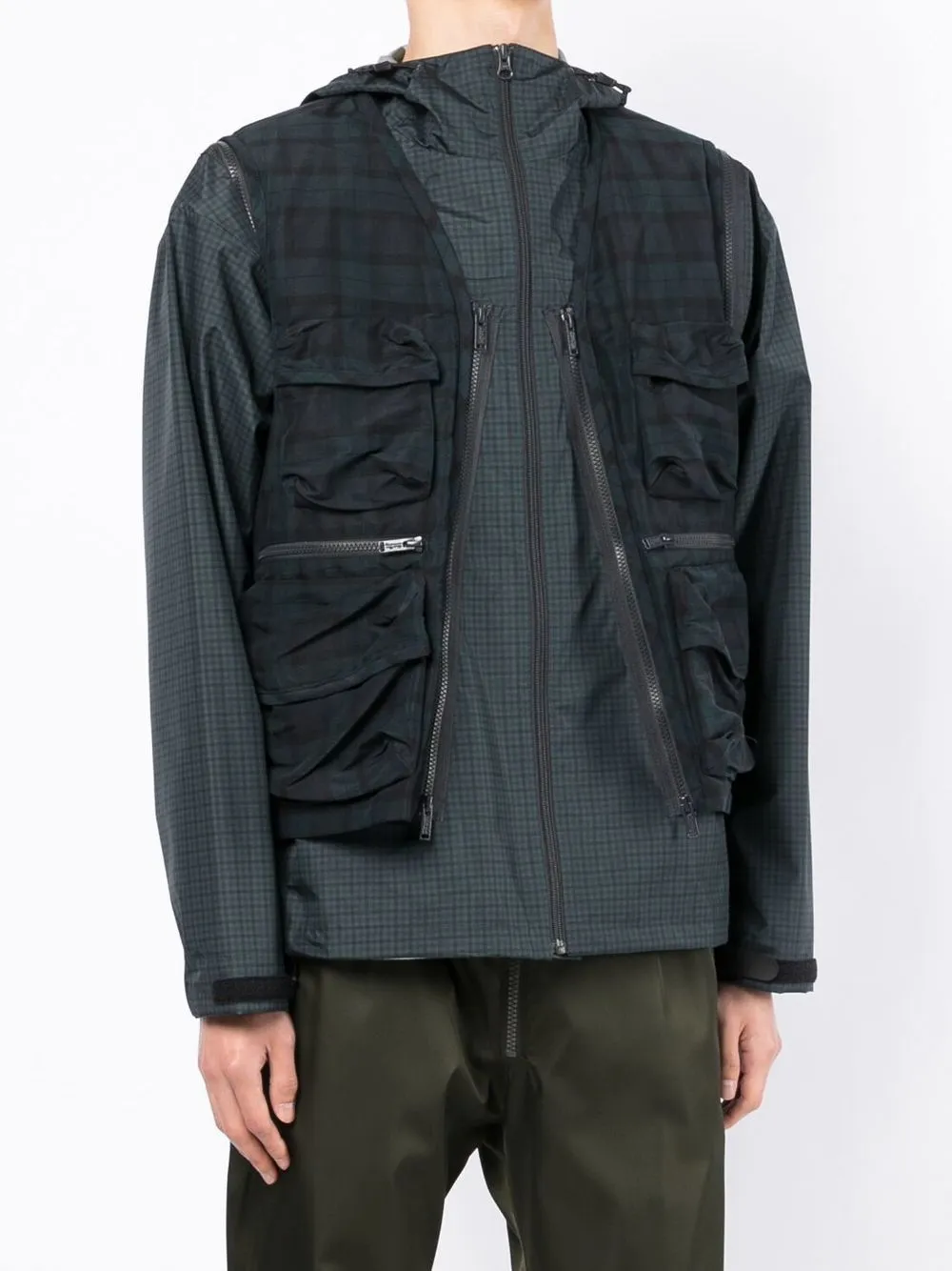 Check-Pattern Zip-Fastening Jacket