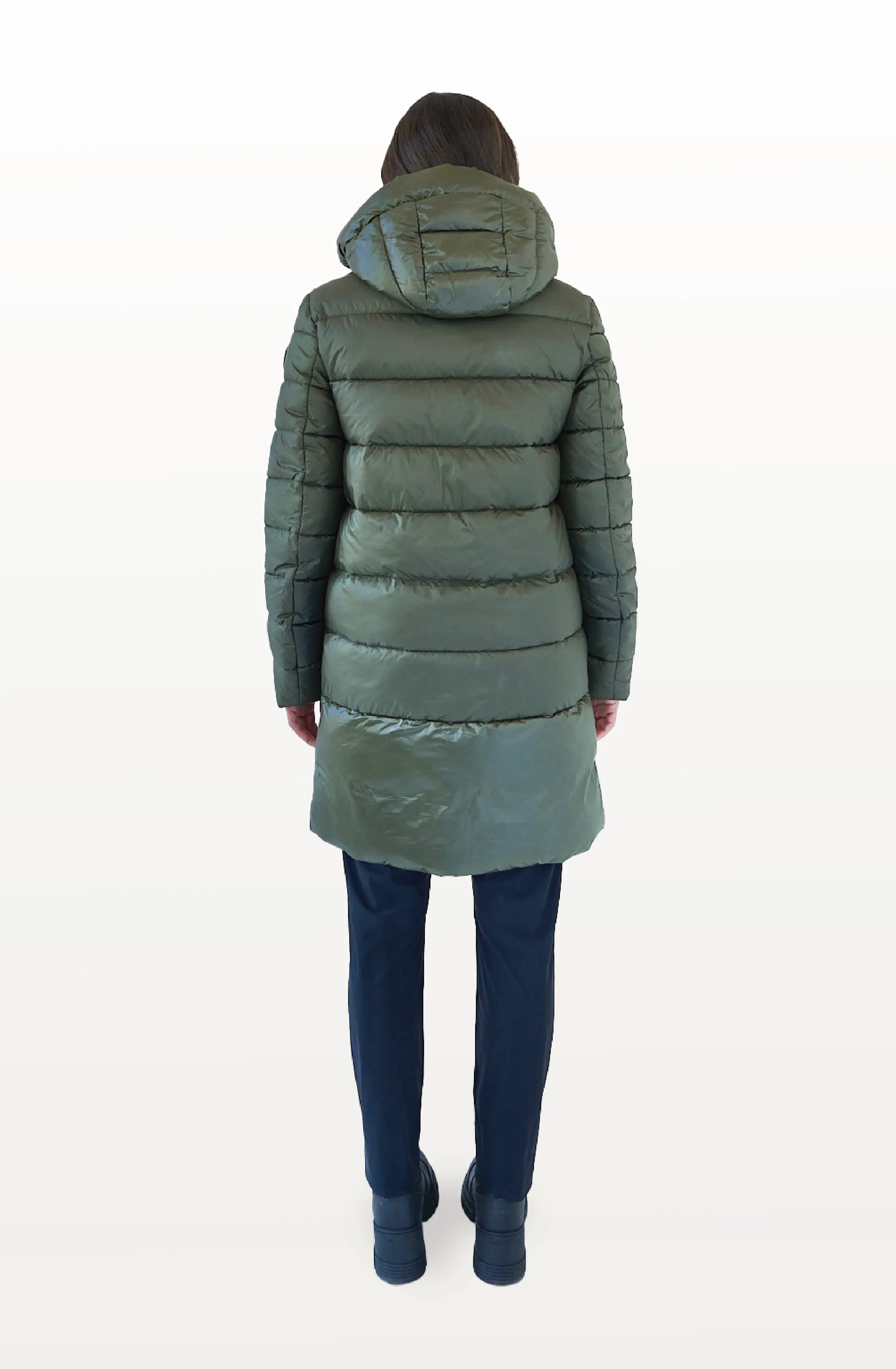 CHEPSTOW long dark olive green puffer jacket