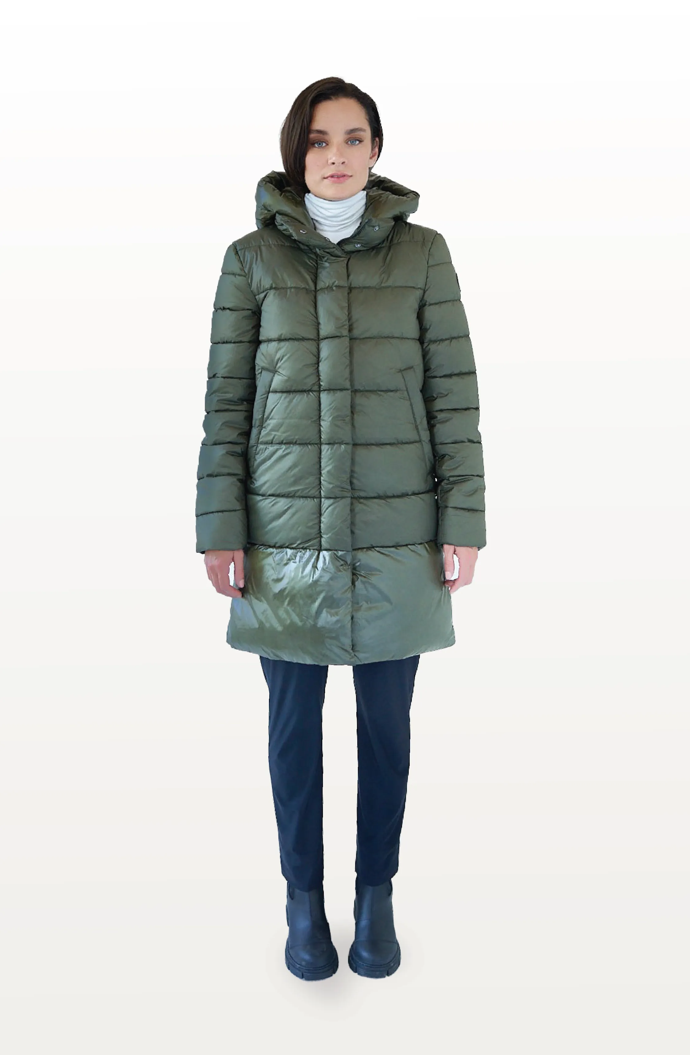 CHEPSTOW long dark olive green puffer jacket