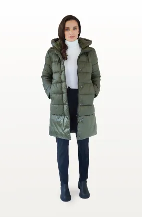 CHEPSTOW long dark olive green puffer jacket