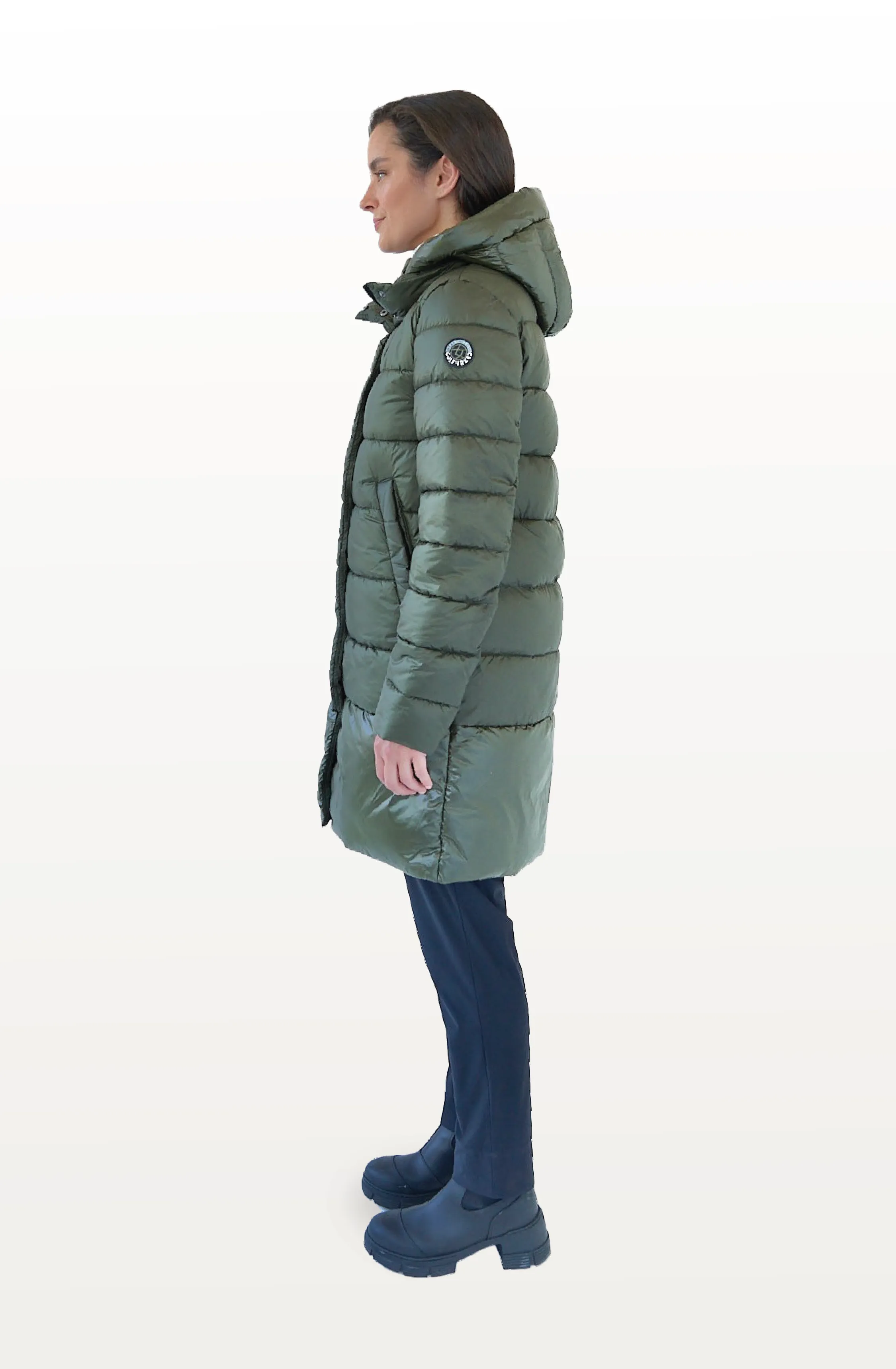 CHEPSTOW long dark olive green puffer jacket