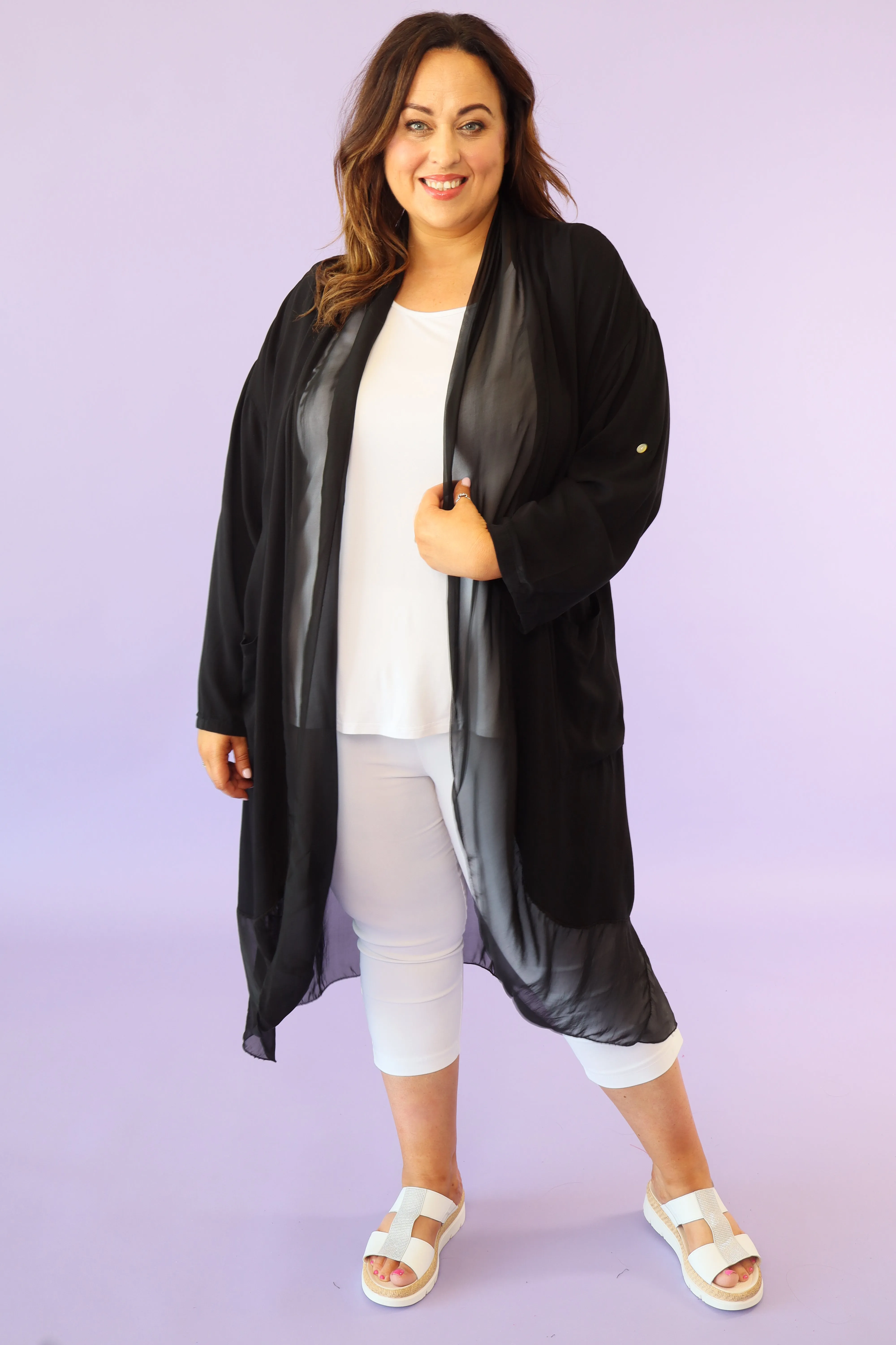 Claire Waterfall Cardigan in Black