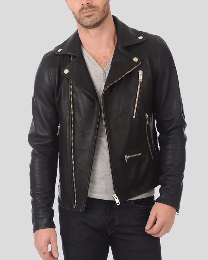 Coby Black Biker Leather Jacket