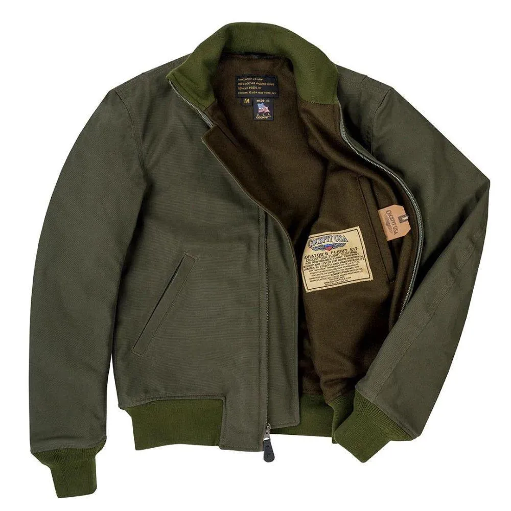 Cockpit USA Mens Wool-Lined WWII American Tanker Jacket - Olive