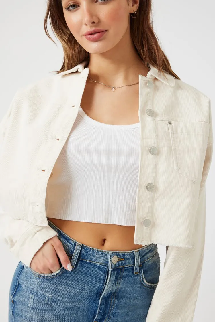 Corduroy Cropped Trucker Jacket