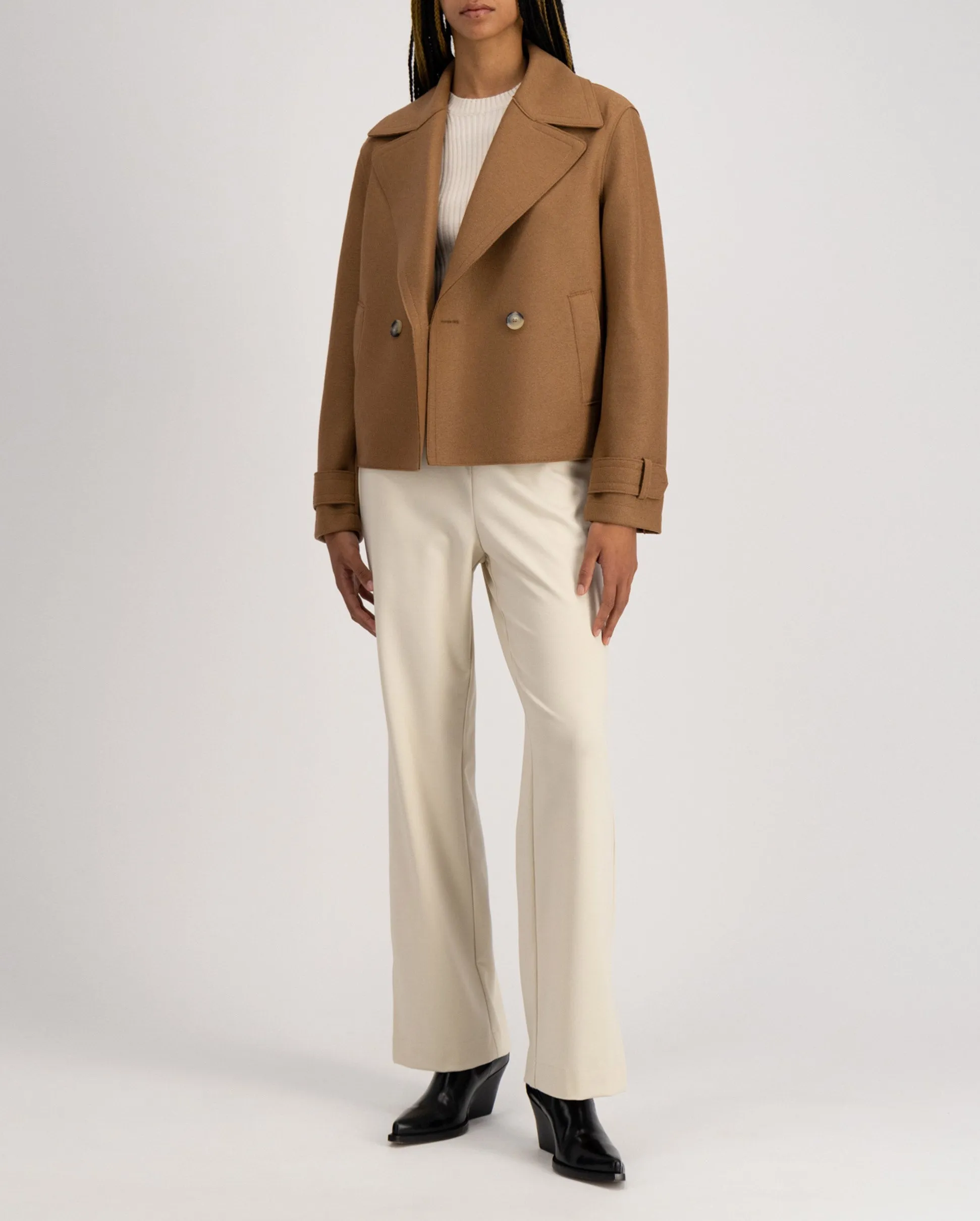 CROPPED PEACOAT / TOFFEE