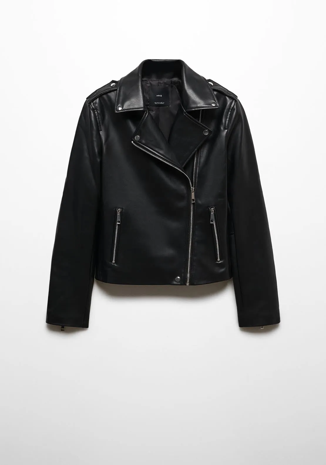 Faux-leather biker jacket