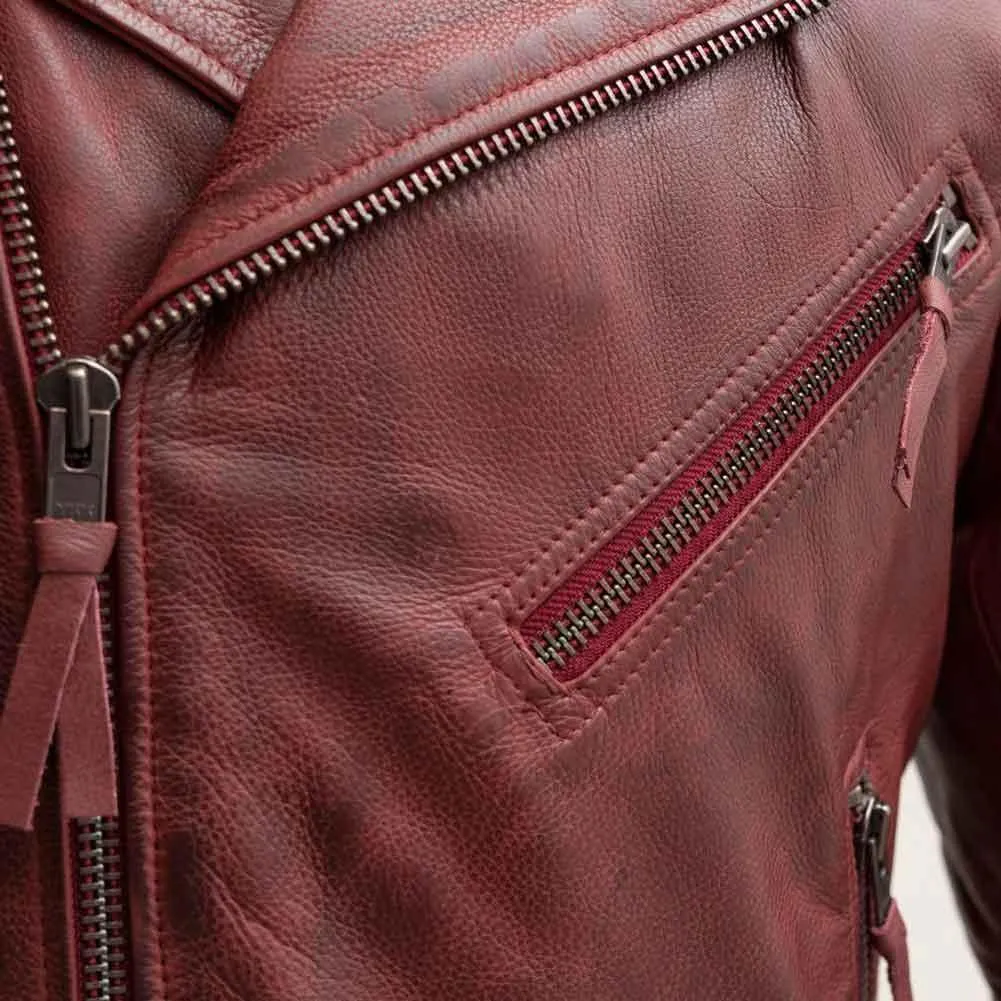 First Mfg Mens Fillmore Leather Motorcycle Jacket