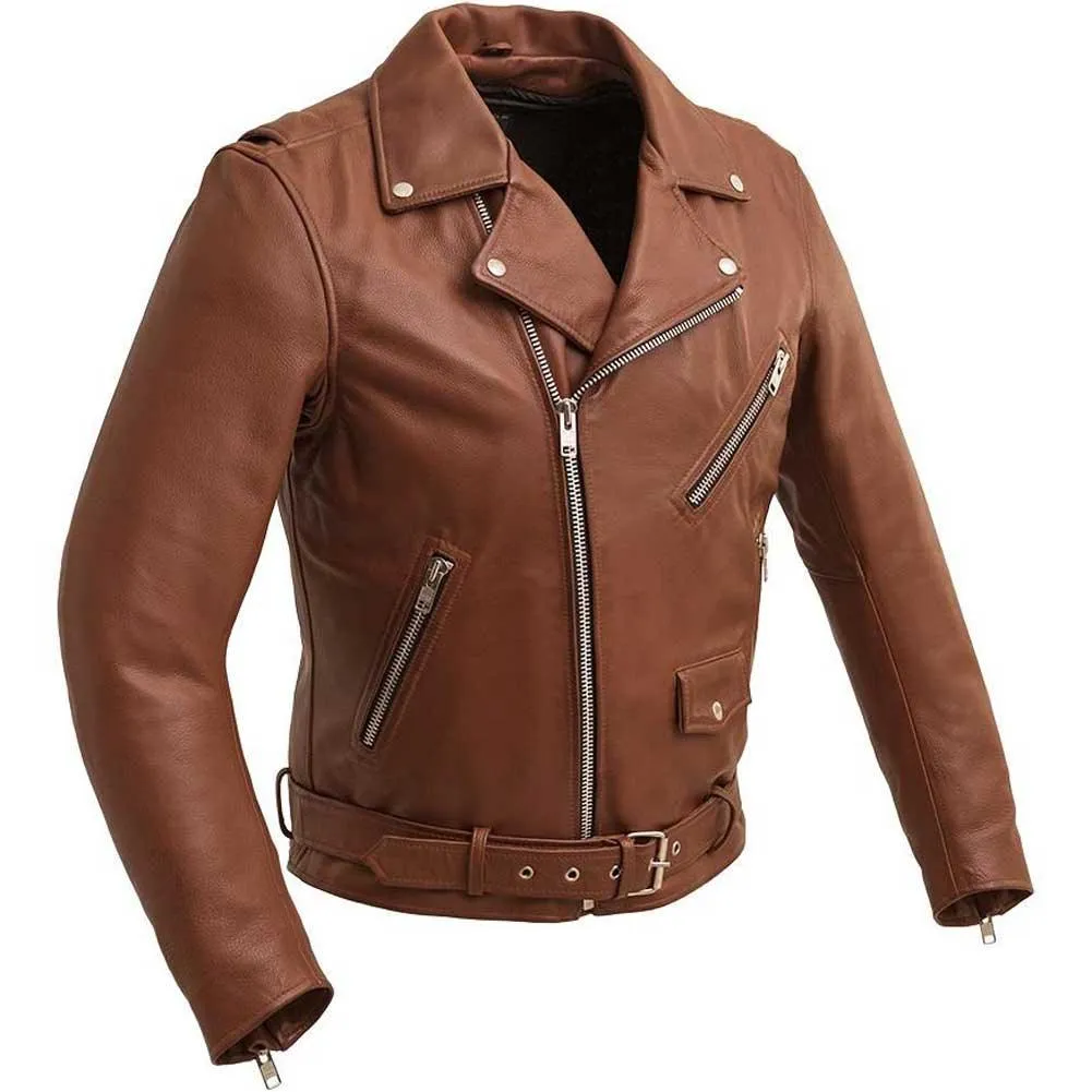 First Mfg Mens Fillmore Leather Motorcycle Jacket