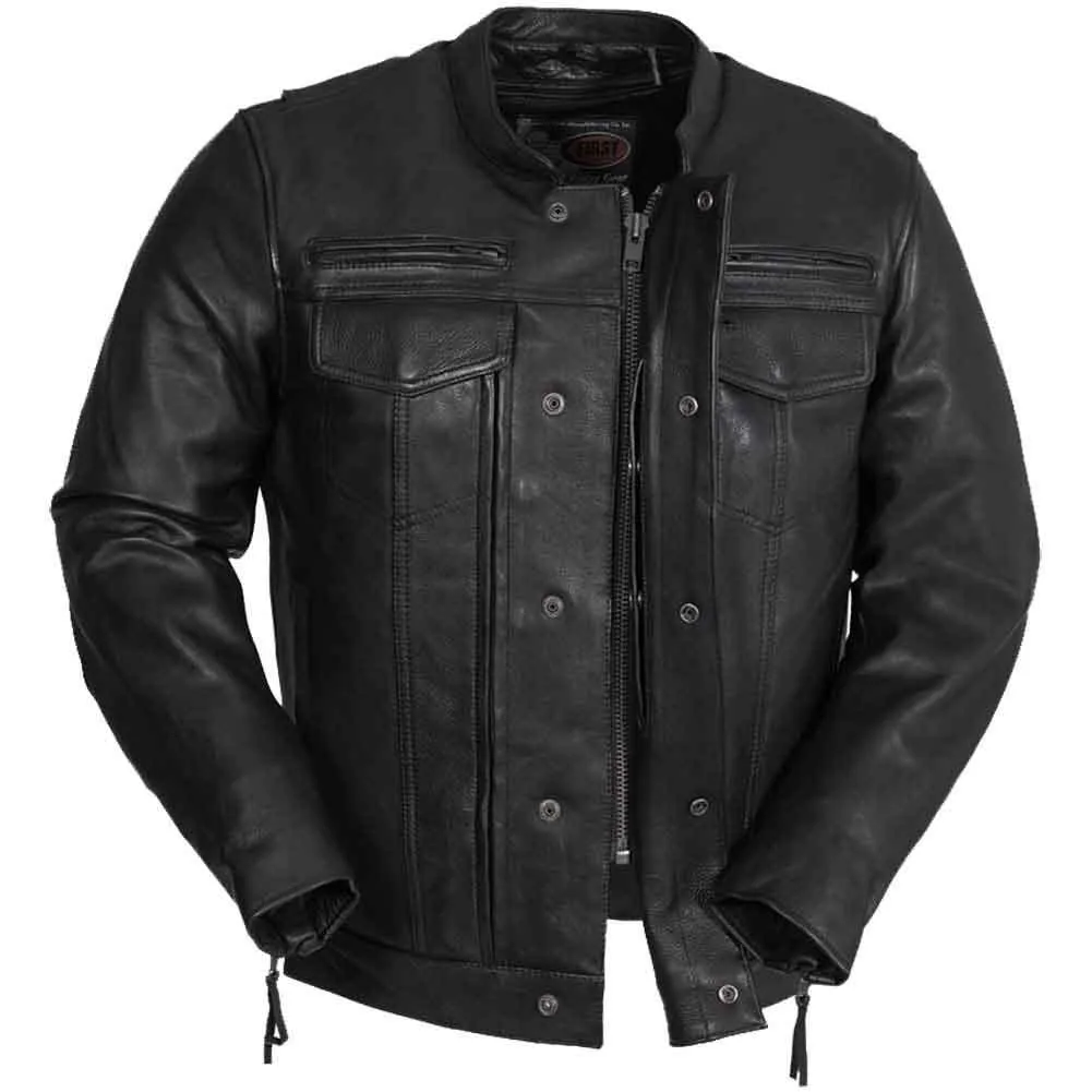 First Mfg Mens Raider Vented Leather Motorcycle Jacket