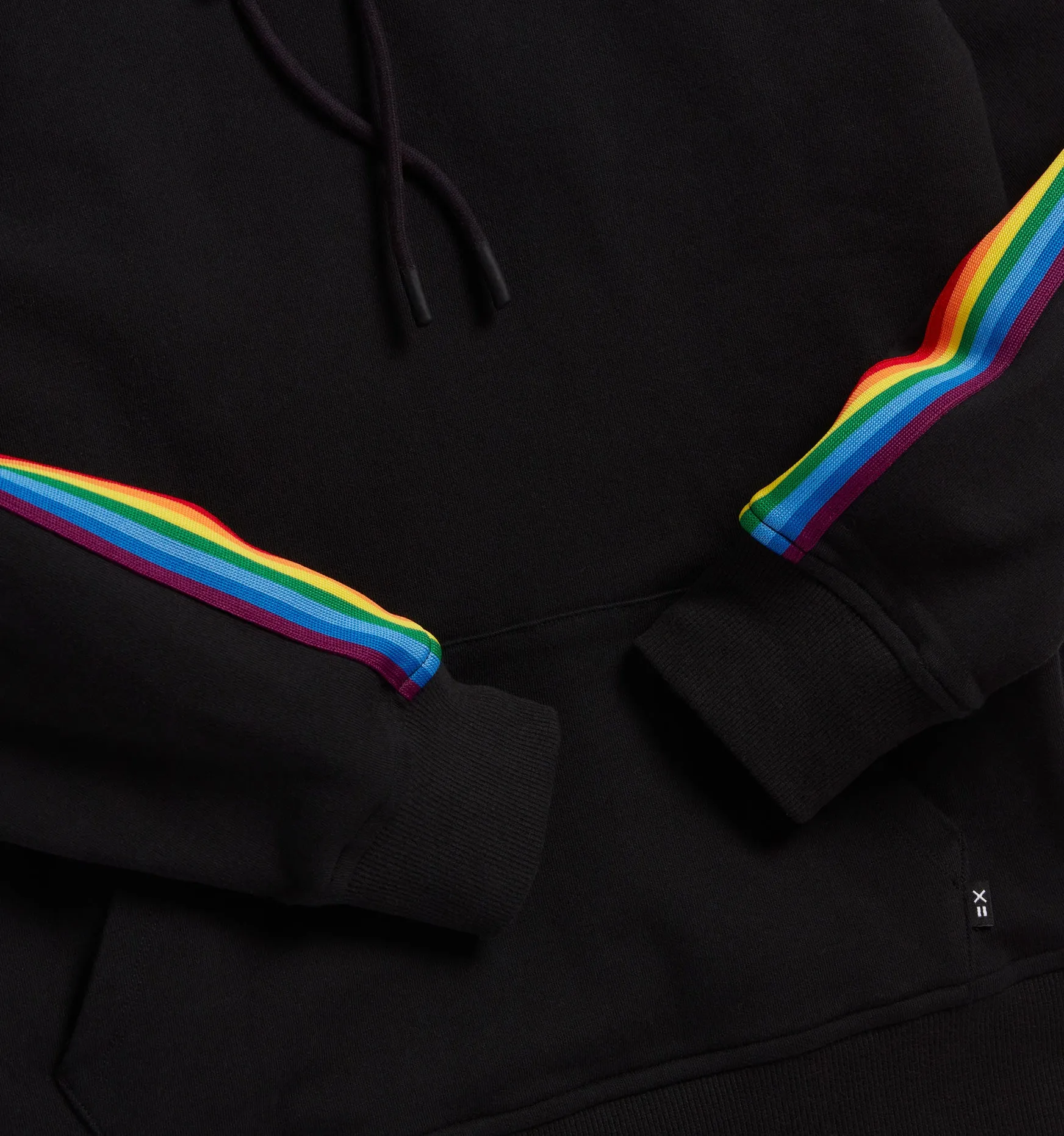 French Terry Pullover Hoodie LC - Black with Rainbow