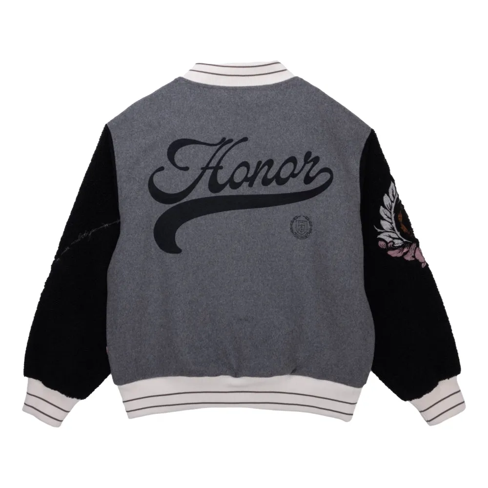 HONOR THE GIFT LETTERMAN JACKET-GREY