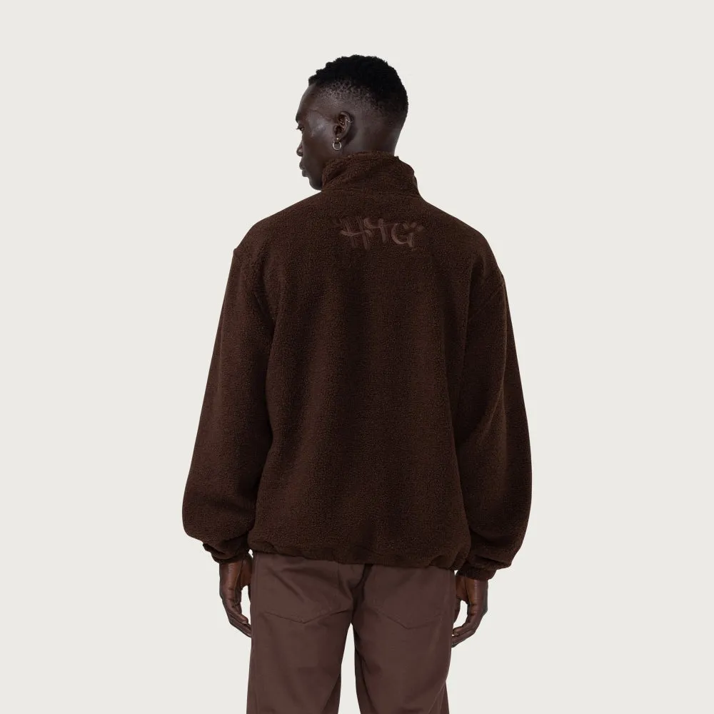 HONOR THE GIFT SCRIPT SHERPA PULLOVER-BROWN