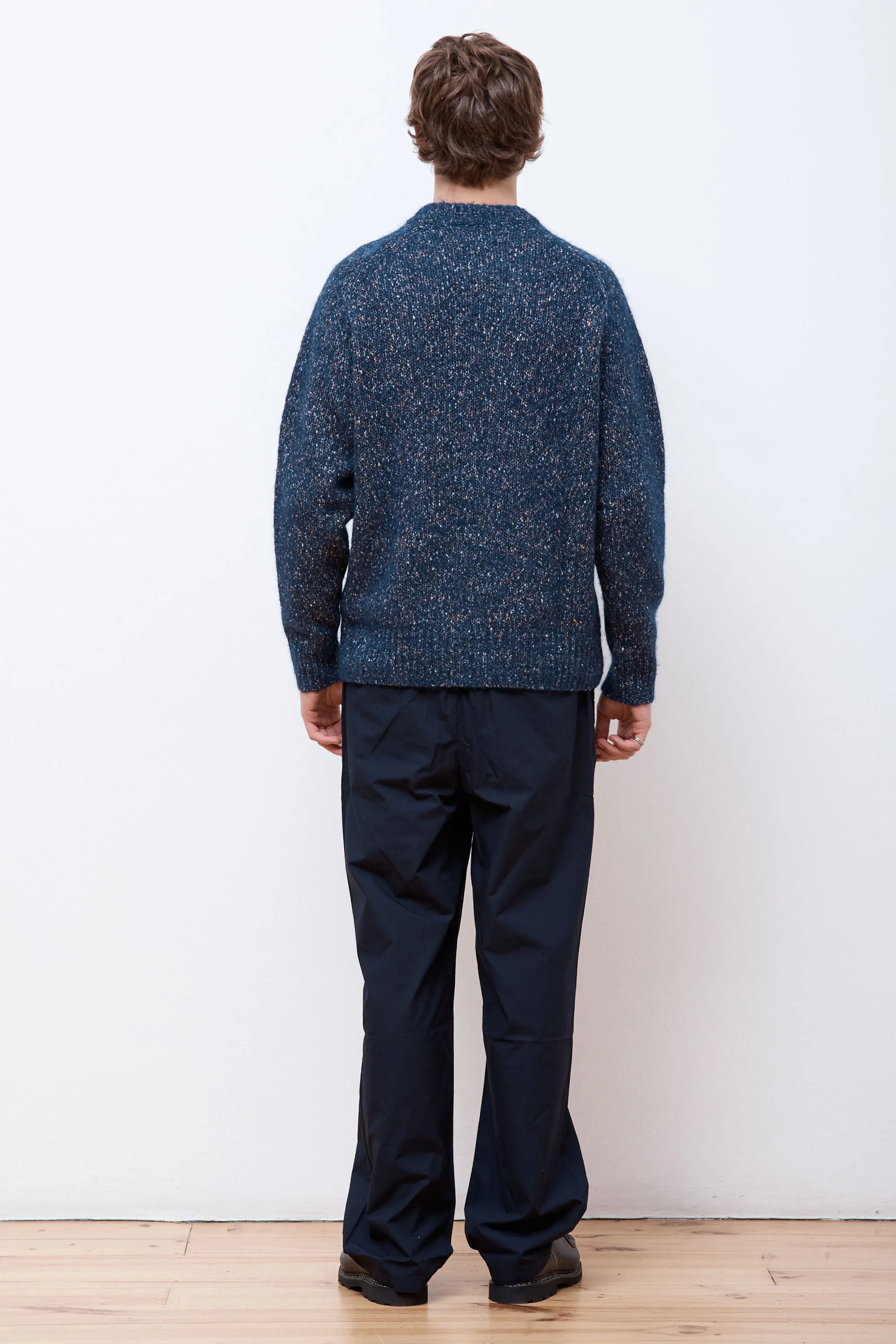 Ivar Cotton Alpaca Cable Sweater Dark Navy