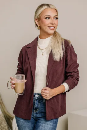 Just Own It Corduroy Blazer Jacket | Burgundy