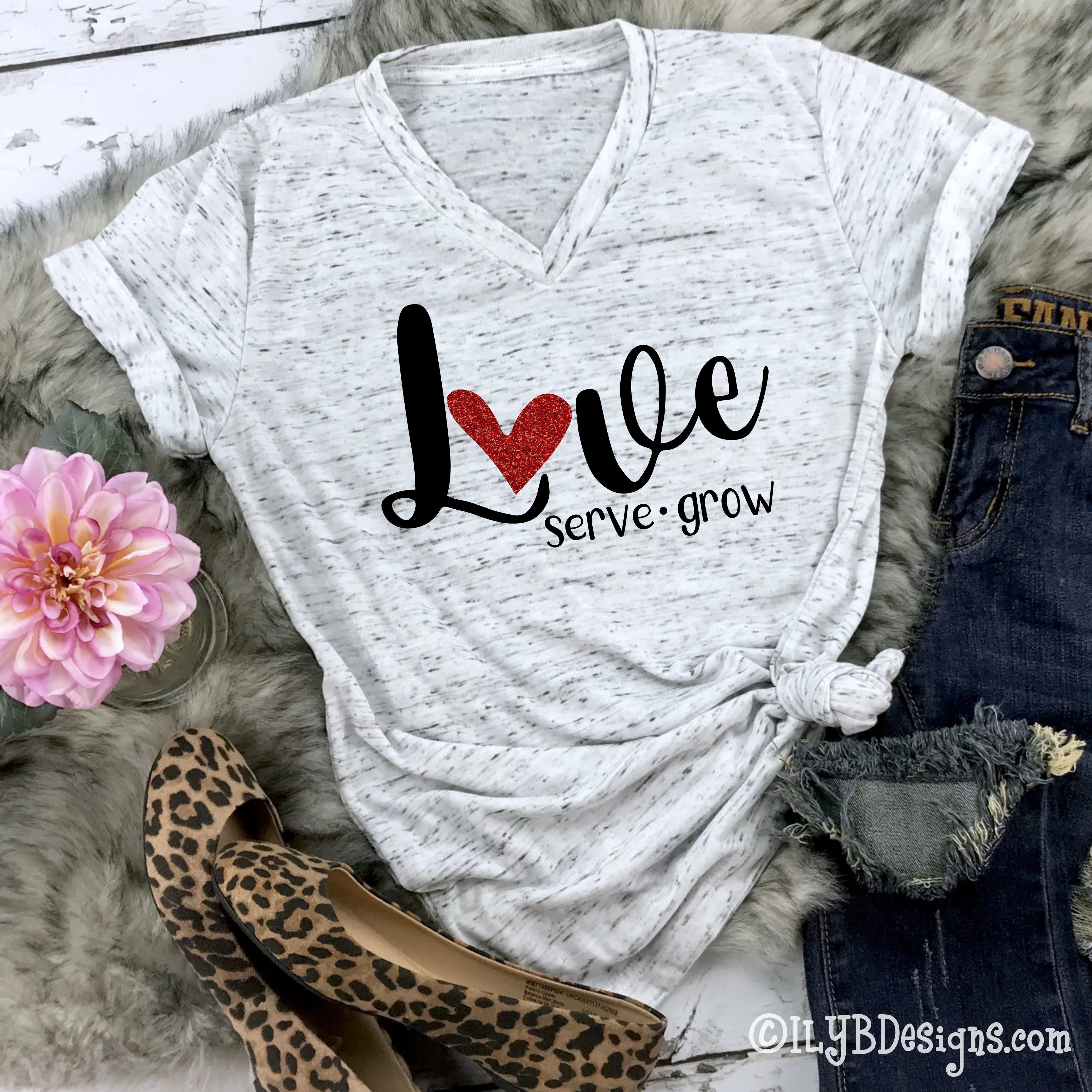 Love, Serve, Grow V-neck Shirt - Inspirational Shirt